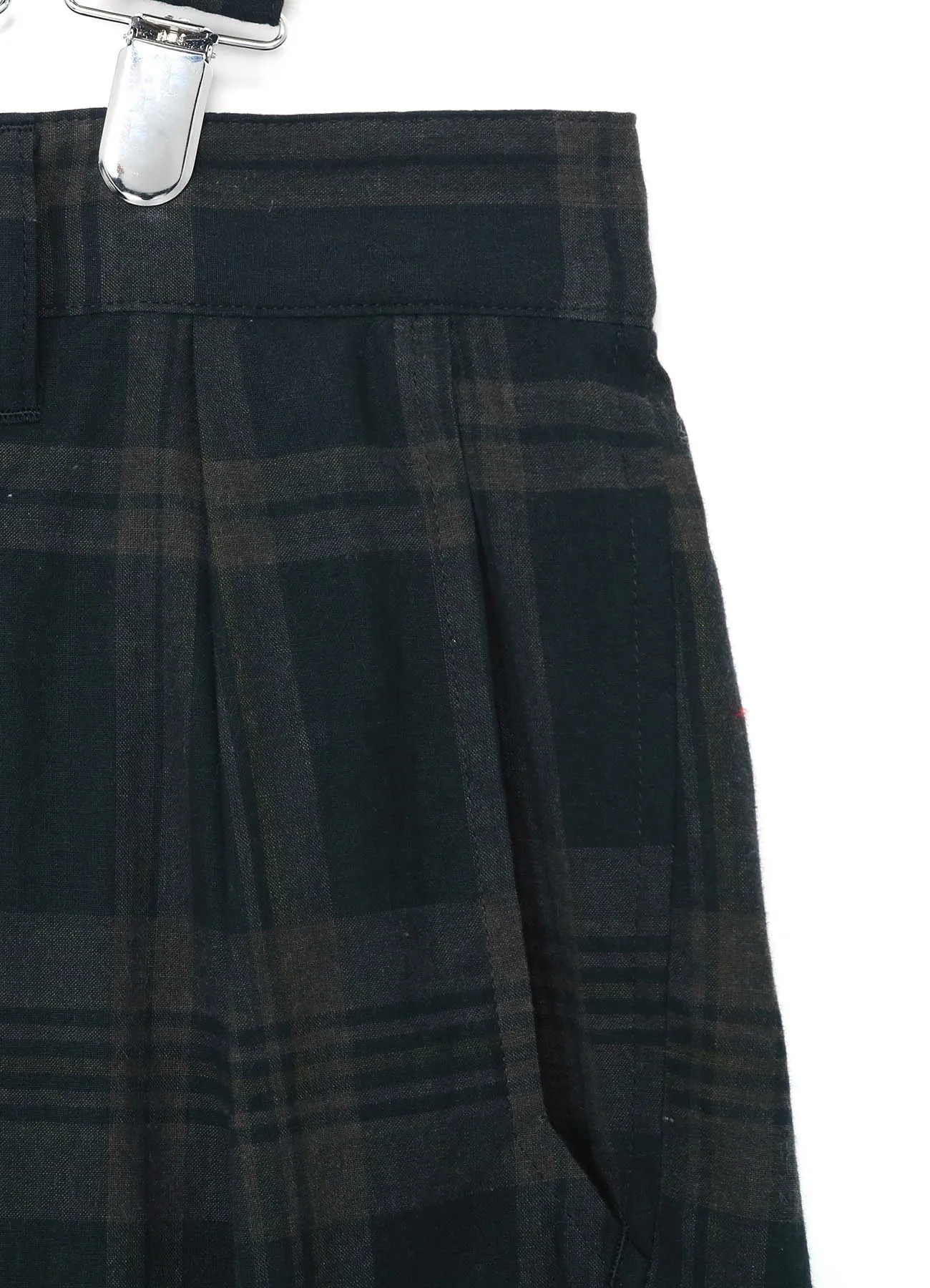 SUMI INK-DYED MADRAS PLAID SUSPENDER MACKIN SAROUEL