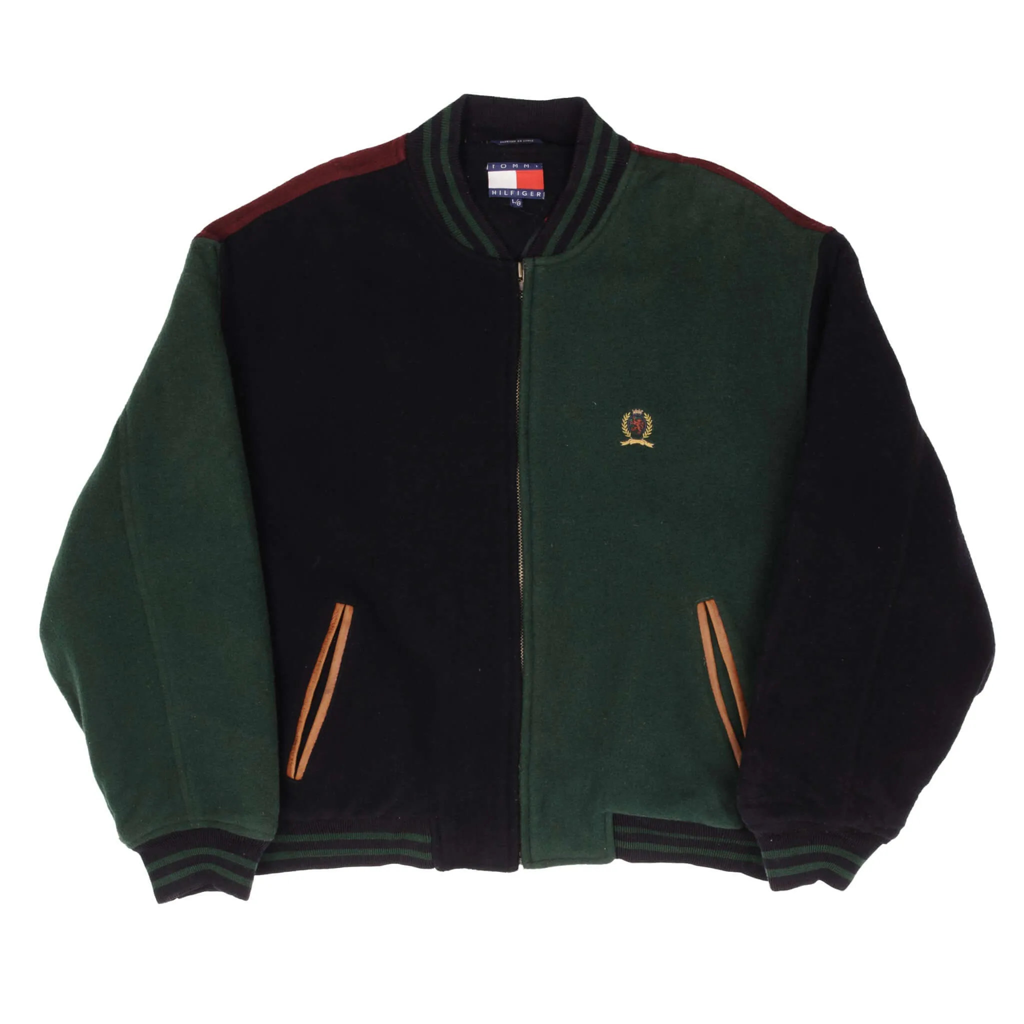 VINTAGE TOMMY HILFIGER WOOL VARSITY JACKET 1990S SIZE LARGE