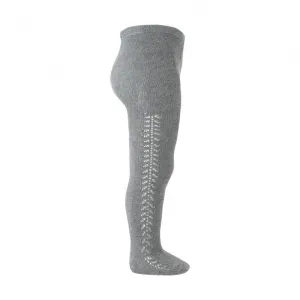 Warm Side Crochet Tights, Light Grey 230