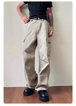 Washed Loose Straight Cargo Pants
