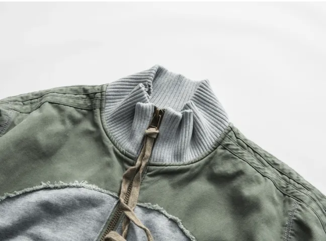 Washed Ripped Denim Patchwork Jacket