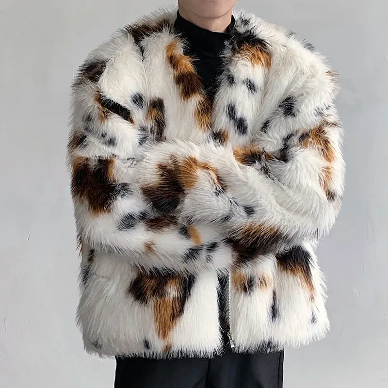 White Dot Pattern Fur Jacket