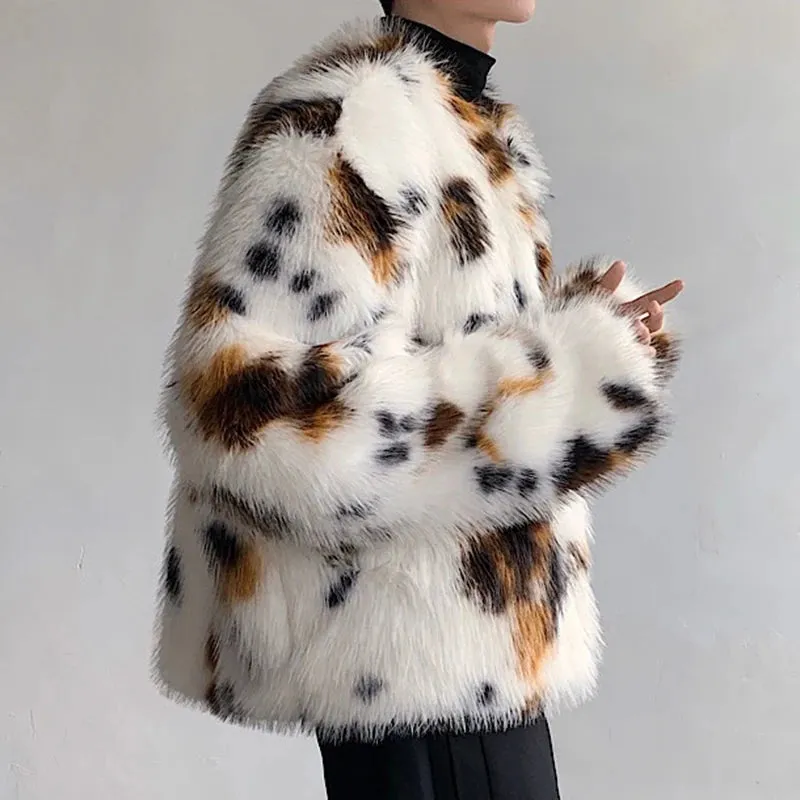 White Dot Pattern Fur Jacket