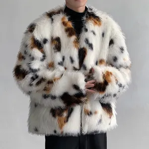 White Dot Pattern Fur Jacket