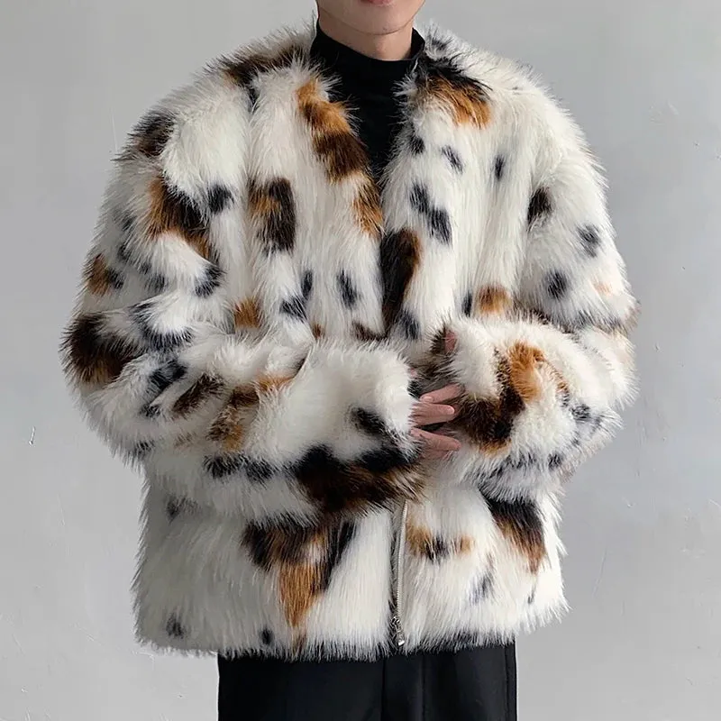 White Dot Pattern Fur Jacket