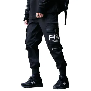 WLS Techwear Big Zipper Pockets Print Thick Fleece Cargo Pants