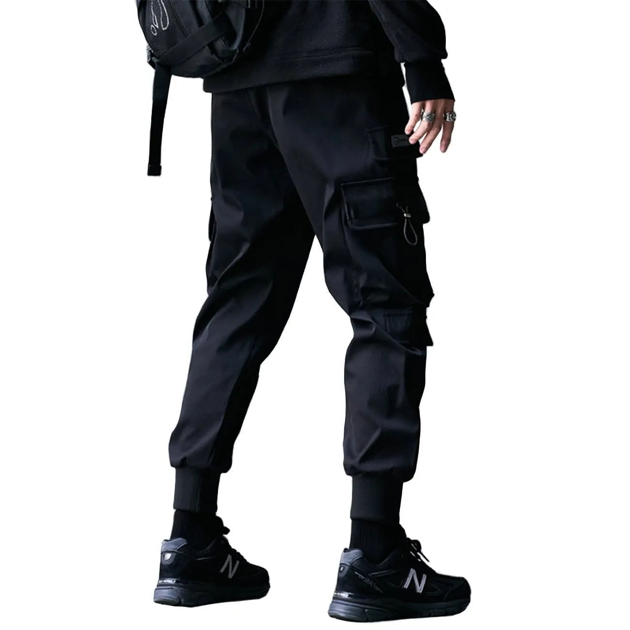 WLS Techwear Big Zipper Pockets Print Thick Fleece Cargo Pants